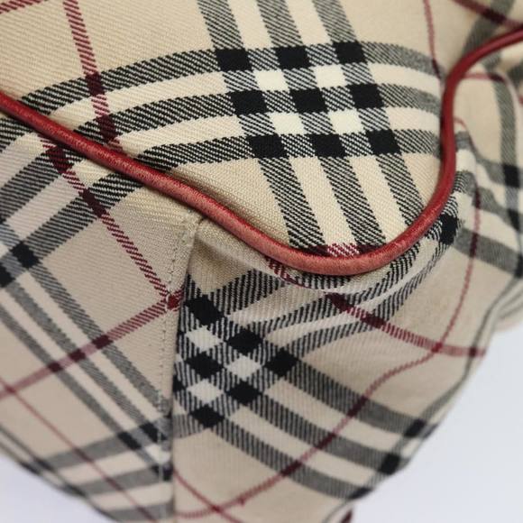 BURBERRY Nova Check Blue Label Hand Bag Canvas Beige Red Auth yk13174 - Picture 11 of 16